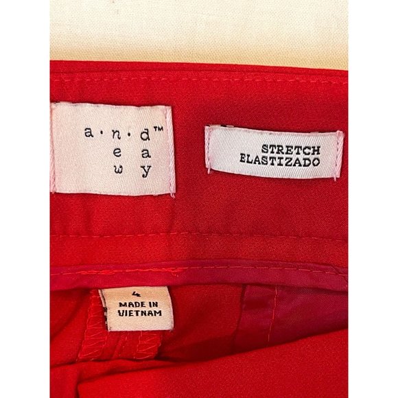 A New Day Womens Dress Pant Stretch Straight Leg Slash Pockets Mid Rise Red SZ 4 - Picture 8 of 10